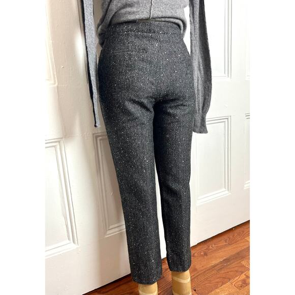 J.Crew Festive wool grey high waisted straight pants with sequin sparkles glam - Picture 4 of 7